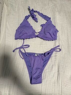 wild fable Lavender Ruffle Bikini Set